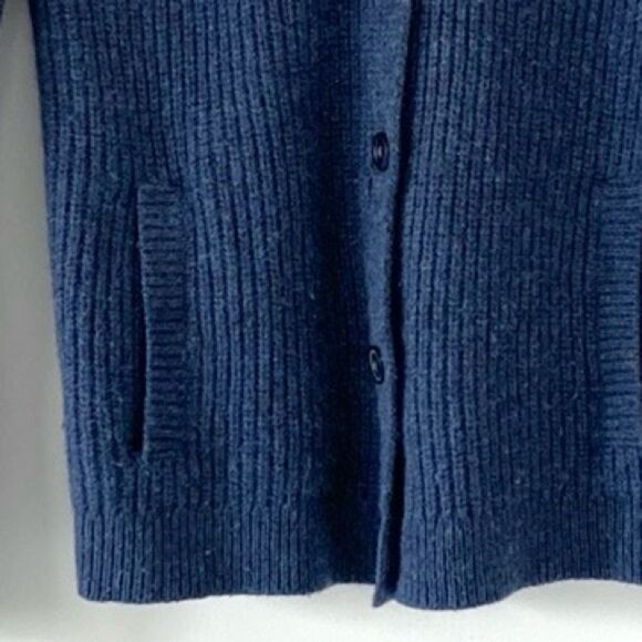 Pendleton Thick Blue Wool Cardigan Sweater V-Neck Buttons Ribbed Knit Oversized - Picture 5 of 8